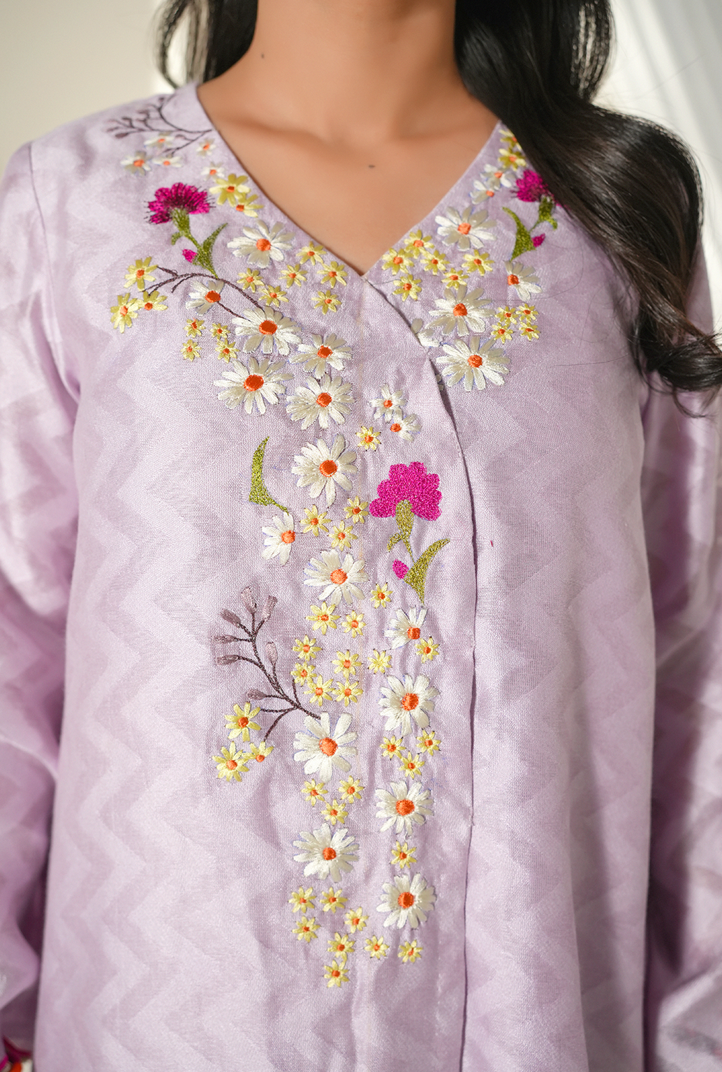Lilac Embroidered Kurta Set
