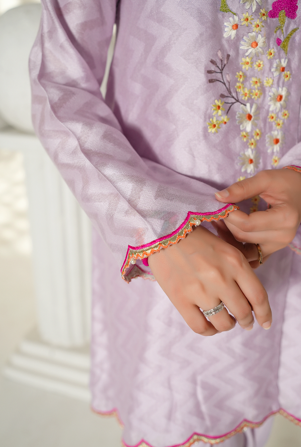 Lilac Embroidered Kurta Set